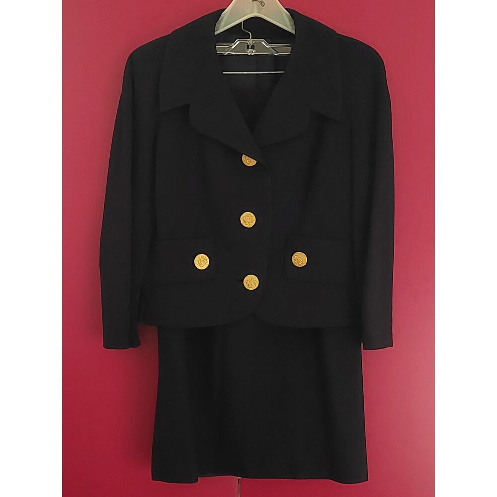 1960's Levine & Smith New York 2 PC Skirt Suit, Black, Size 8